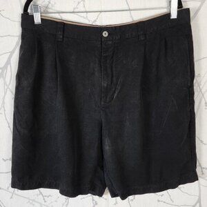 Tommy Bahama Faded Black 100% Silk Pleated Front Shorts